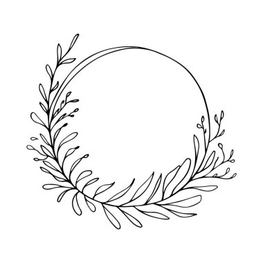 Botanik Laurel Çelengi. Davetiyeler, markalar, sertifikalar ve dekoratif tasarım için uygundur.