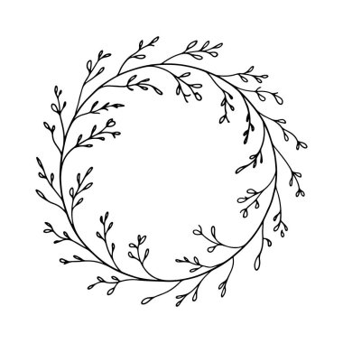 Ayrıntılı bir botanik çelenk ince el yapımı yapraklardan oluşur dairesel bir biçimde düzenlenir, zarif davetler ve markalaşma için mükemmeldir..