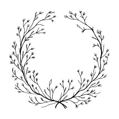 Ayrıntılı bir botanik çelenk ince el yapımı yapraklardan oluşur dairesel bir biçimde düzenlenir, zarif davetler ve markalaşma için mükemmeldir..