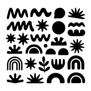 Geometrik Botanik Soyutlama. İzler, duvar dekorasyonu veya minimalist grafik tasarımı için ideal.