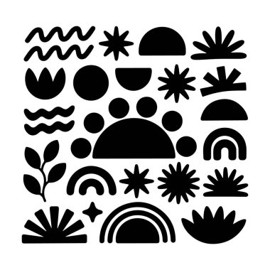 Soyut Doğa Motifi Modern Boho. Parmak izi, poster, damgalama ve desen oluşturma için uygun.