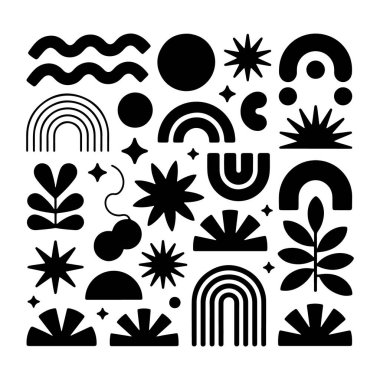 Soyut Doğa Motifi Modern Boho. Parmak izi, poster, damgalama ve desen oluşturma için uygun.