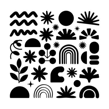 Soyut Doğa Motifi Modern Boho. Parmak izi, poster, damgalama ve desen oluşturma için uygun.