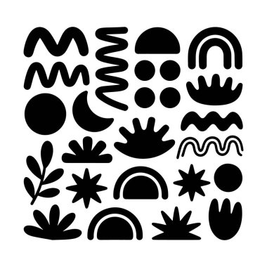 Geometrik Botanik Soyutlama. İzler, duvar dekorasyonu veya minimalist grafik tasarımı için ideal.