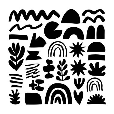 Boho Minimalist Doğa Şekilleri. Modern tasarım kompozisyonları, kalıplar ve yaratıcı dekorasyon için mükemmel..