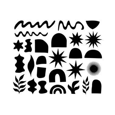 Geometrik Botanik Soyutlama. İzler, duvar dekorasyonu veya minimalist grafik tasarımı için ideal.