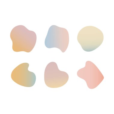 Yumuşak Blobs Pastel Vektör Kümesi. Modern soyut tasarımlar, web grafikleri ve asgari baskı düzeni için mükemmel..