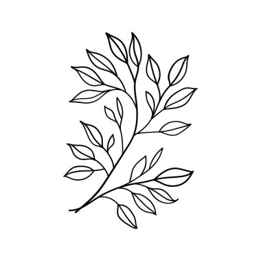 Asgari Yaprak Çizgisi Çizimi. Botanik dekor, logo tasarımı, çevre dostu markalar ya da doğal temalı baskılar için mükemmel..