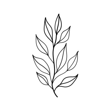 Asgari Yaprak Çizgisi Çizimi. Botanik dekor, logo tasarımı, çevre dostu markalar ya da doğal temalı baskılar için mükemmel..
