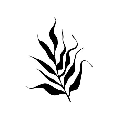 Kalın Yaprak Silueti Çizimi. Modern baskılar, dövmeler, logolar veya minimalist doğa dekorasyonu için idealdir..
