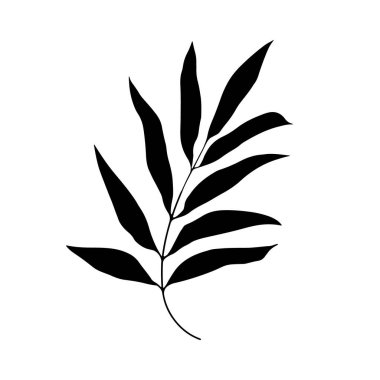 Kalın Yaprak Silueti Çizimi. Modern baskılar, dövmeler, logolar veya minimalist doğa dekorasyonu için idealdir..