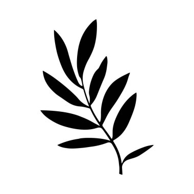 Minimalist zarafete sahip çıtır kara yaprak çizimi, doğa amblemi, logo unsuru ya da dövme tasarımı için ideal..