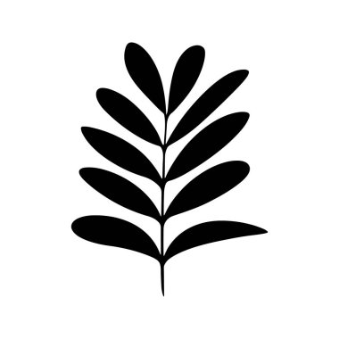 Kalın Yaprak Silueti Çizimi. Modern baskılar, dövmeler, logolar veya minimalist doğa dekorasyonu için idealdir..