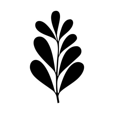 Kalın Yaprak Silueti Çizimi. Modern baskılar, dövmeler, logolar veya minimalist doğa dekorasyonu için idealdir..