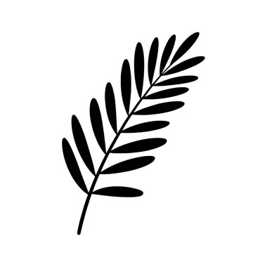 Minimalist zarafete sahip çıtır kara yaprak çizimi, doğa amblemi, logo unsuru ya da dövme tasarımı için ideal..