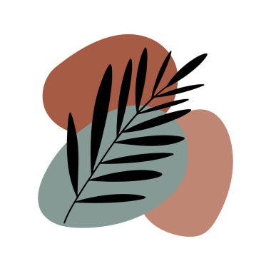 Soyut şekilli botanik yaprağı. Çağdaş botanik kompozisyonları için sakin, şık bir element.