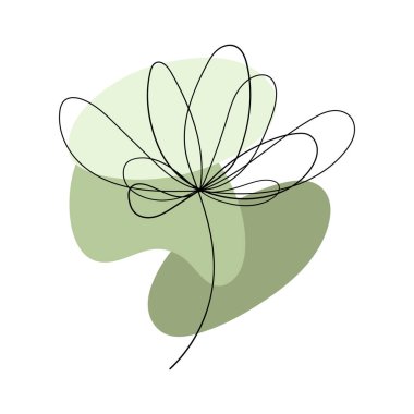 Katmanlı yeşil organik formları olan yumuşak bir botanik illüstrasyon. Modern, doğadan esinlenilmiş estetik için harika..