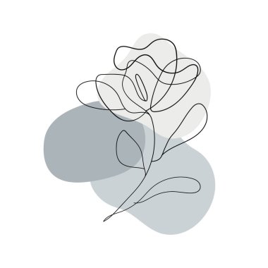 Yumuşak gri ve soluk mavi tonlarla kaplanmış, tek bir çizgide çizilmiş asgari bir çiçek çizimi. Sakin ve zarif görsel projeler için ideal.