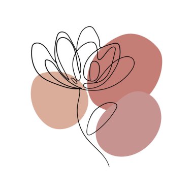 Kırmızı tonlu minimalist bir çiçek çizimi, tek çizgili çiçek ve yumuşak, soyut bir arkaplan. Modern dekor ve dijital sanat için mükemmel..