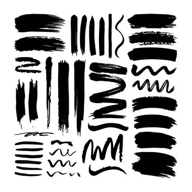 Dokunmatik dokusu ve organik şekilleri olan kalın el yapımı fırça darbesi elementlerinin çeşitliliği.