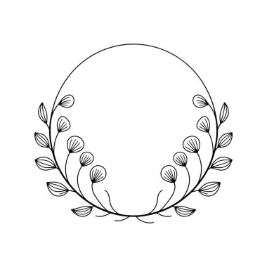 Rafine doğal estetik için simetrik olarak düzenlenmiş el yapımı yapraklar içeren dekoratif dairesel amblem..