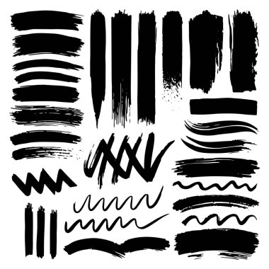 Dokunmatik dokusu ve organik şekilleri olan kalın el yapımı fırça darbesi elementlerinin çeşitliliği.