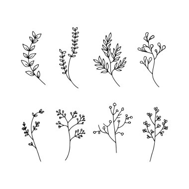 İnce saplı ve narin şekilli minimum çiçek çizimleri, zarif eko-temalı veya minimalist projeler için idealdir..