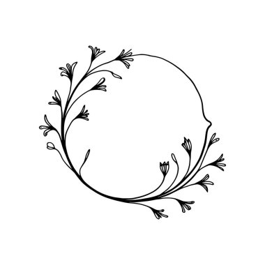 Yumuşak doğal kıvrımlı el yapımı bir çiçek çelengi. Minimalist ve organik temalı tasarımlar için ideal..