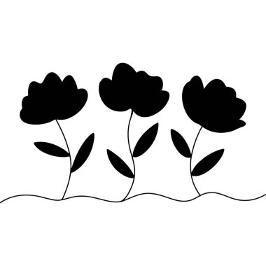 Yerden yükselen üç katı çiçekli güçlü bir çiçek deseni. Kalın baskı ve dekor için ideal.