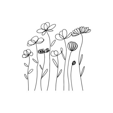 Uzun saplı ve yumuşak çizgili kır çiçeklerinin hareketli dikey bileşimi ambalajlama, baskılar ve doğa markalaşması için mükemmel..