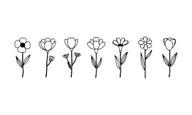 Temiz kare biçiminde küçük bir çiçek deseni, ince çizgiler, iz kalıpları ve görsel uyum için ideal..