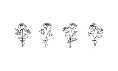 İnce detaylar ve zarif vuruşlarla, zamansız botanik güzelliği yakalayan el çizimi güllerin bileşimi..
