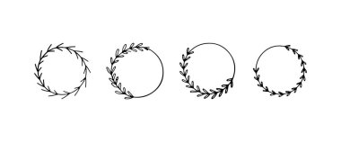 El yapımı yaprakları ve çiçekleri olan Botanik Çember Çerçeve İnce ve doğal bir dekoratif sınır oluşturur.