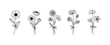 Rustic Floral Bunch el yapımı çiçekleri hoş bir bukette sergiliyor, ince kırsal tasarımlar ve botanik estetiği için ideal..