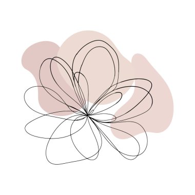 Soyut pastel arka planlara sahip üst üste binen iki çiçek çizimi..