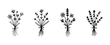 Kırsal dokuları ve toprak renkleri olan kır çiçeklerinin büyüleyici bir toplantısı..