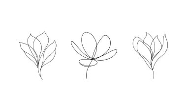 Üç tomurcuklanan tomurcuğun modern minimalist bir tasviri. Çağdaş çiçek tasarımları için mükemmel..