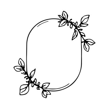 Kırsal kır çiçekleri ve kurumuş yapraklardan oluşan minimalist bir botanik çerçeve..