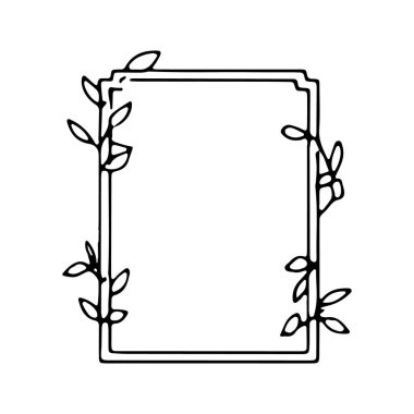 İnce bitki dalları ve yumuşak yapraklardan oluşan yumuşak dikdörtgen bir botanik çerçeve..