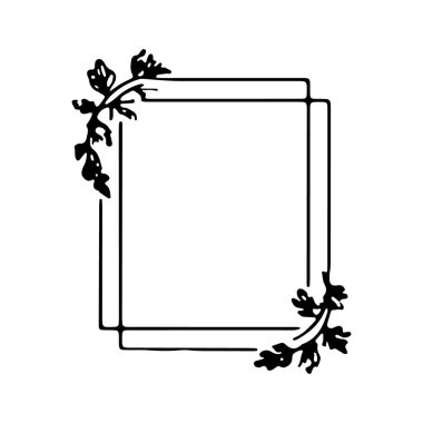 Yumuşak düzenlenmiş vintage yaprakları ve kuru sapları olan bir botanik kare çerçeve..