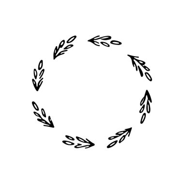 Narin tarla çiçekleri ve yumuşak pastel yapraklardan oluşan zarif dairesel bir çerçeve..