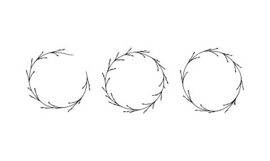 Bu set, asgari ve temiz el çizimi dallara sahip dört botanik yuvarlak çerçeve içerir..