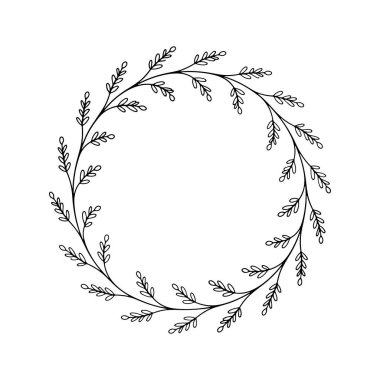 Hassas yaprakları olan yumuşak ve minimal bir botanik çelenk, romantik tasarımlar ve nazik kompozisyonlar için mükemmel..