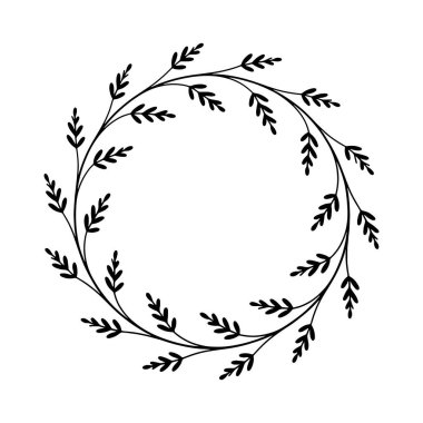 Klasik botanik tarzında rafine edilmiş yaprak desenli zarif yuvarlak çerçeve..