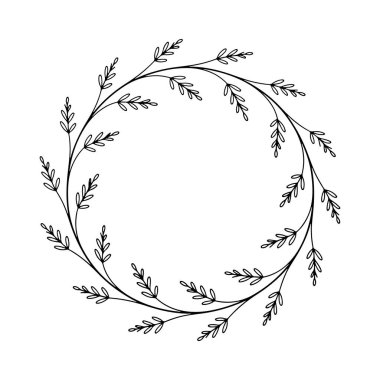 Üst üste binen yaprakları ve kalın çizgileri olan kalın ve gür bir botanik çerçeve, kırsal ya da sonbahar temalı tasarımlar için harika.