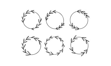 Zarif yaprak motifleri içeren altı eşsiz dairesel çelenk, davetiyeleri, tebrik kartlarını ve diğer yaratıcı projeleri geliştirmek için mükemmel. Çeşitli durumlar için idealdir..