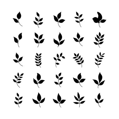 Farklı yaprak şekilli siluetler bir ızgarada düzgün bir şekilde dizilir ve çeşitli doğal formlar sergilenir. Bu tasarım, çeşitli sanatsal kullanımlar için uygun basitlik ve zarafeti vurgular..