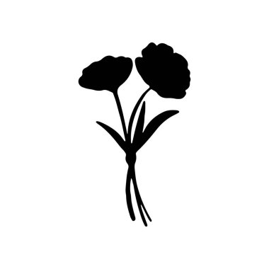 Yapraklı iki el yapımı siluet, sanat ve dekorasyon için mükemmel olan beyaz arka plana karşı basit ve zarif bir şekilde düzenlenmiştir..