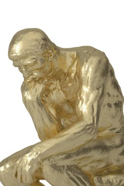 Altın düşünür beyaz arka plan 3d illüstrasyon izole.