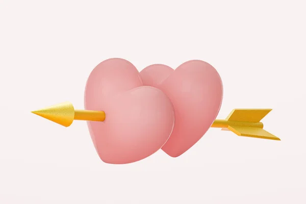 Gold Arrow Heart Isolated White Background Illustration — Stock Photo, Image